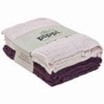 Set de 4 museline din bumbac organic, plum, Pippi Babywear