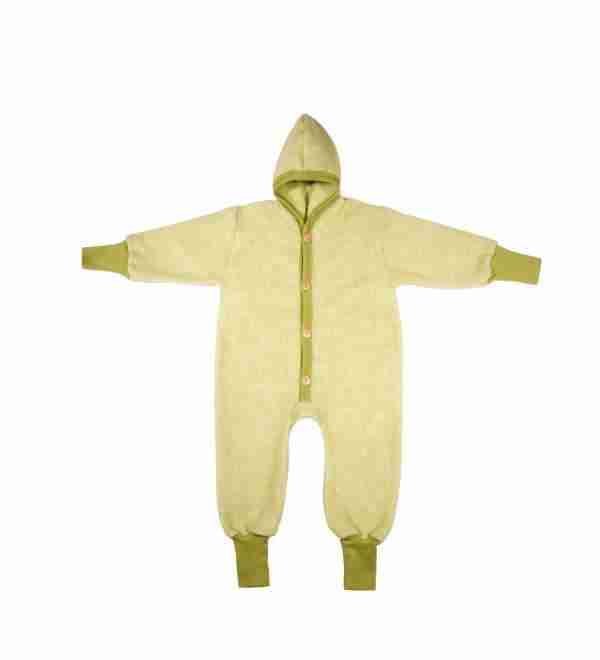 Overall fleece Cosilana din lână merinos și bumbac, green