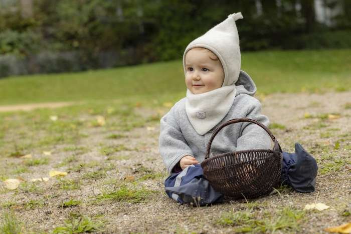 Căciulă lână fleece cu șnur Tilda, natur melange, Pickapooh