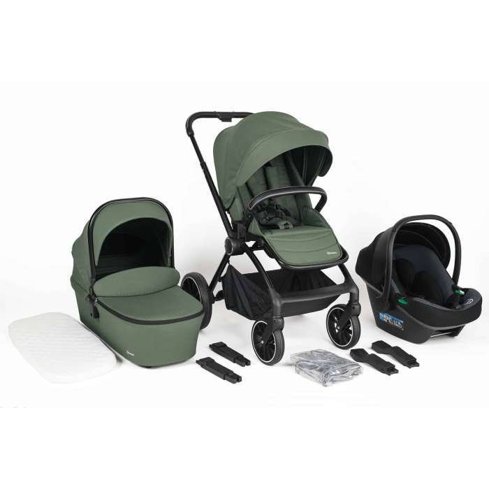 Carucior 3 in 1 Babygo Harmony cu maner reglabil, Green