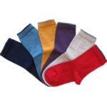 Șosete fine cu 80% lână merinos, cherry red, Grodo - imagine 2