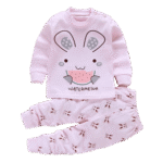 Pijama din bumbac pentru copii, model cu iepuraș