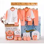 Trusou de nou-născut, 100% bumbac, set de 18 piese, orange