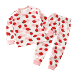 Pijama din bumbac pentru copii, model cu căpșuni