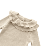 Pulover tricotat rib cu guleraș, Lotus Leaf, apricot