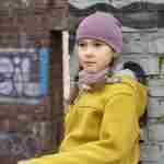 Fes Pickapooh, lână merinos și mătase, powder pink