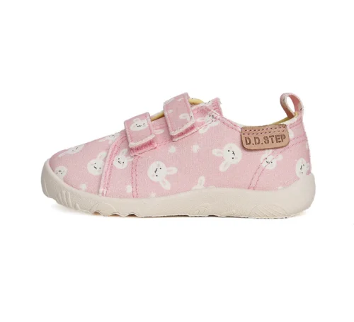 Pantofi textili D.D. Step, pink rabbit, 20-25