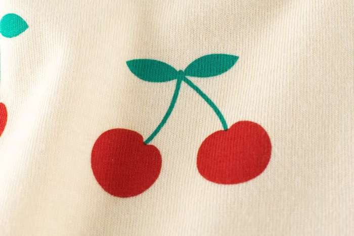 Tricou pentru copii din bumbac tricotat, cherry - imagine 5