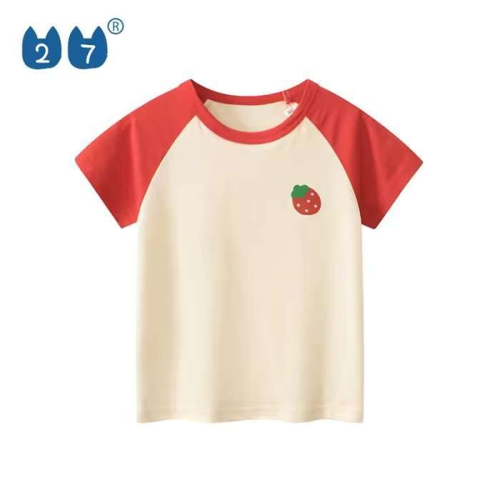 Tricou pentru copii din bumbac tricotat, strawberry