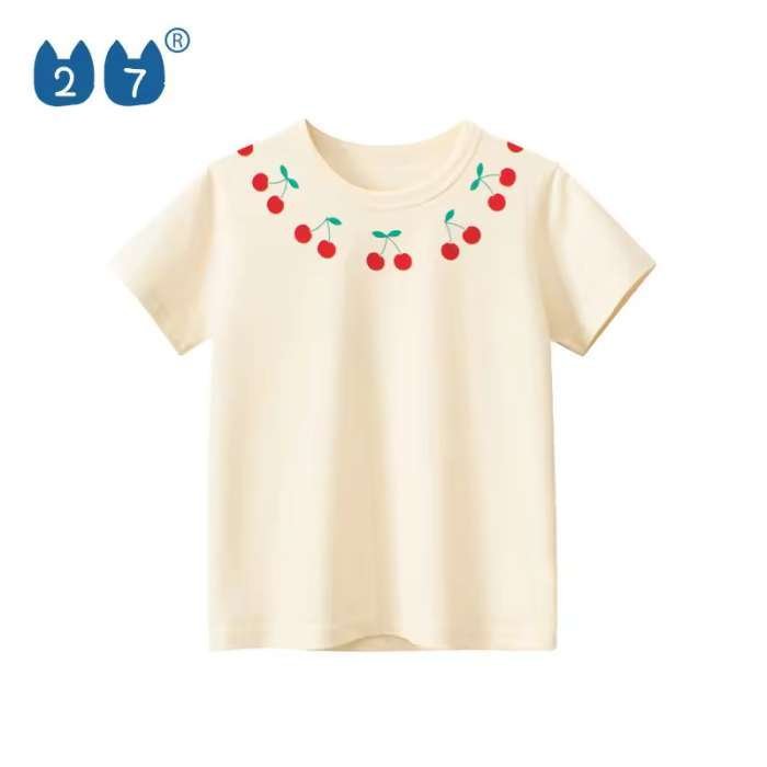 Tricou pentru copii din bumbac tricotat, cherry