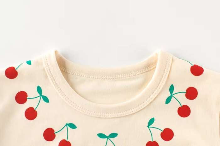 Tricou pentru copii din bumbac tricotat, cherry - imagine 2