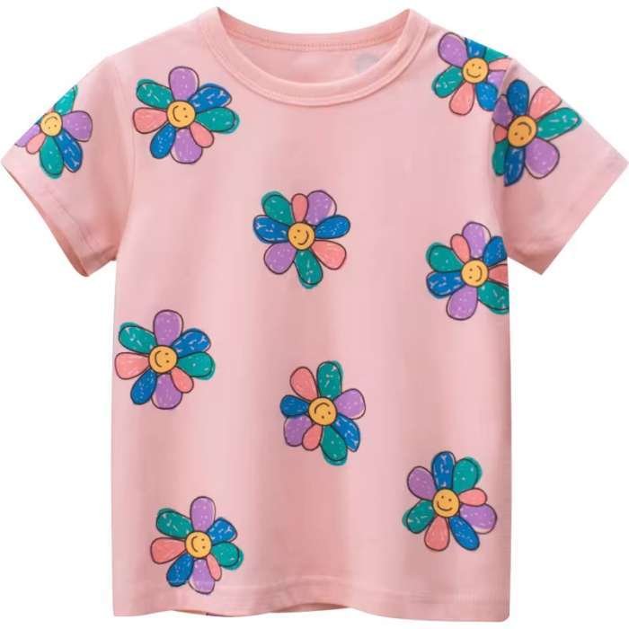 Tricou pentru copii din bumbac tricotat, flower