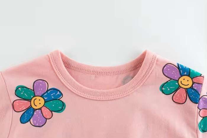 Tricou pentru copii din bumbac tricotat, flower - imagine 4