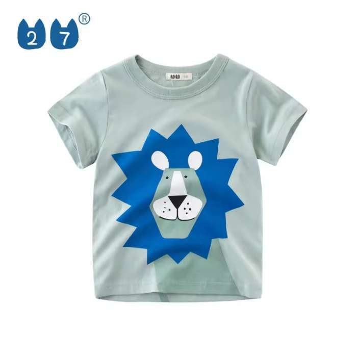 Tricou pentru copii din bumbac tricotat, lion blue