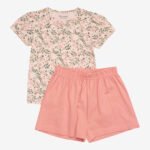 Set tricou și pantalon din bumbac organic, peach by Minymo