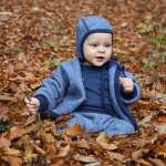 Jachetă fleece Cosilana din lână merinos și bumbac, blue