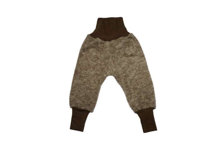 Pantaloni fleece Cosilana din lână merinos și bumbac, brown