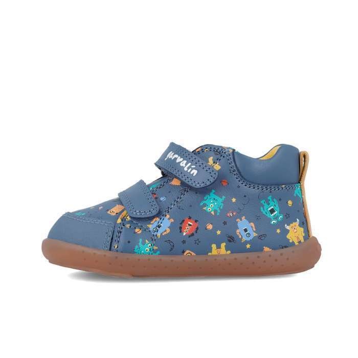 Pantofi primii pasi din piele, Garvalin - Petrol Print - imagine 5