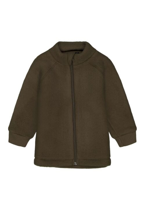 Jacheta copii Mikk-line din lana merinos fleece cu fermoar, Beech