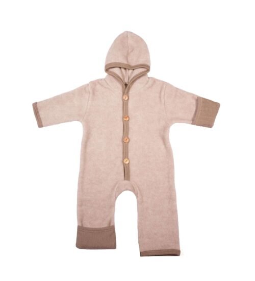 Overall fleece Cosilana cu botoşi şi manuşi din lână merinos, beige