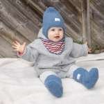 Botosei pentru bebelusi din lana fleece blue, Pickapooh