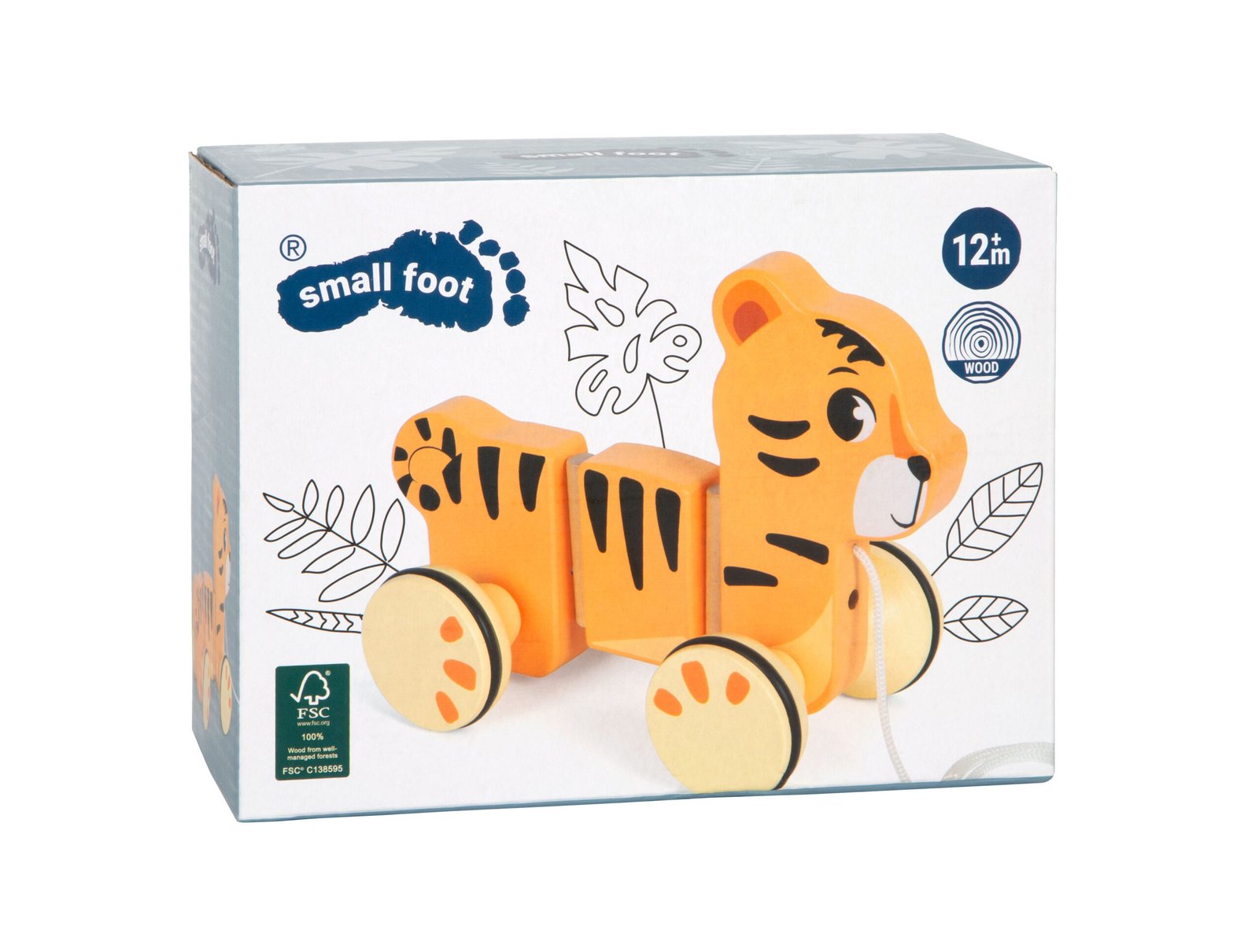12733_80-nachziehtier-tiger-safari-small-foot-verpackung Tigru cu sfoara de tras, Small Foot - imagine 1