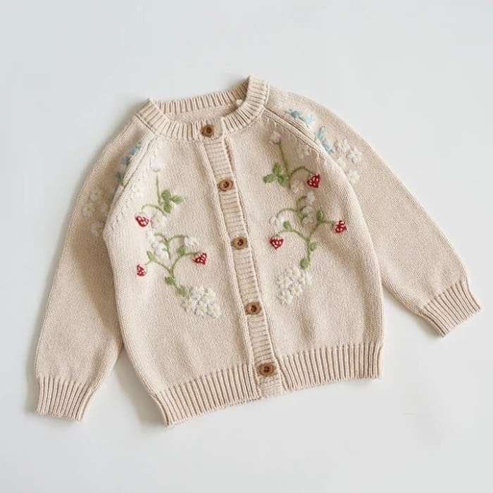 Cardigan cu nasturi din bumbac, white flowers - imagine 5