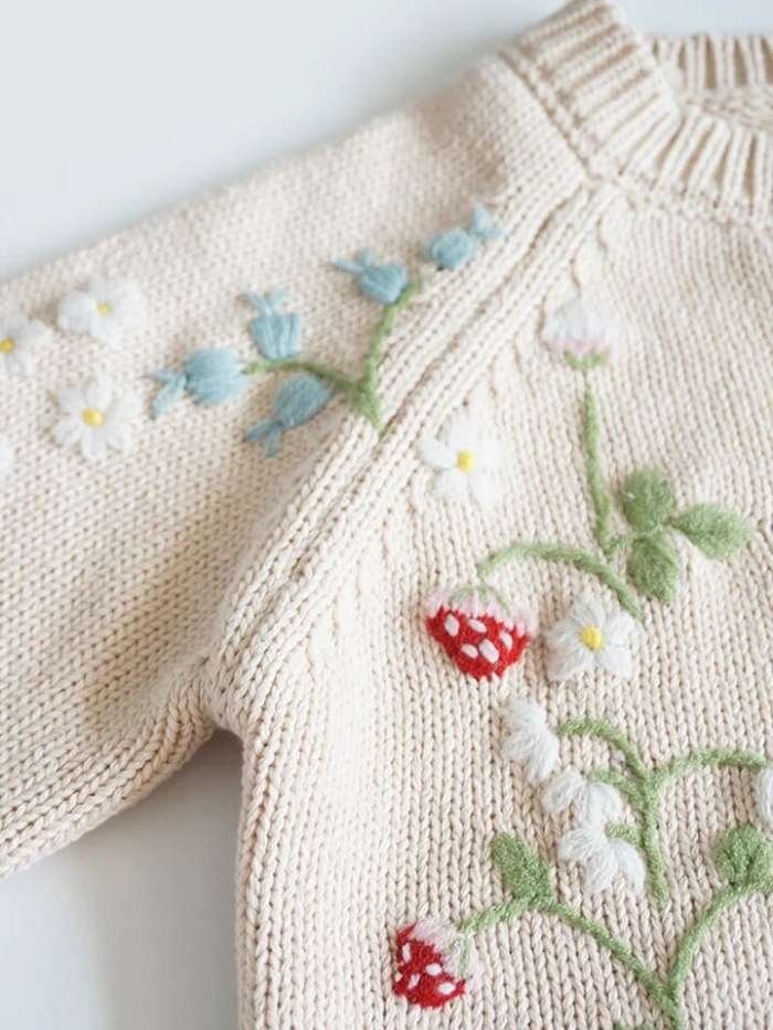 Cardigan cu nasturi din bumbac, white flowers - imagine 4