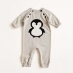 Costum overall din bumbac tricotat - pinguin