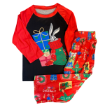 Set cu bluza si pantalon, model de Crăciun cu roșu/iepure - copii și adulți