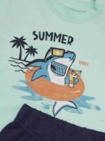 Set tricou și pantalon din bumbac organic, shark by Minymo - imagine 2