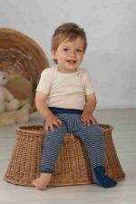 Body lână merinos, bumbac organic și mătase, bleu, Cosilana - imagine 2