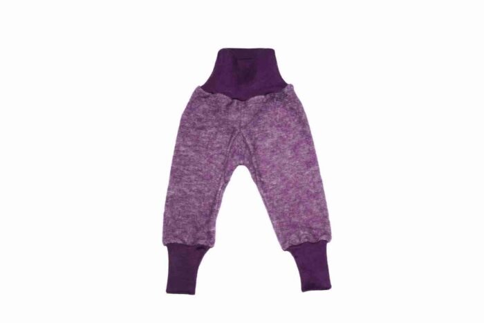 Pantaloni fleece Cosilana din lână merinos și bumbac, plum - imagine 1