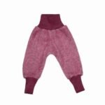 Pantaloni fleece Cosilana din lână merinos și bumbac, burgundy