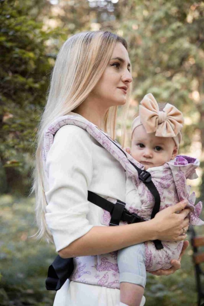 Marsupiu Ergonomic ELNA Wrap Conversion Unicorn, Rose Pearl - imagine 3