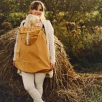 Protectie iarna marsupiu din softshell cu polar Mustard, Little Frog