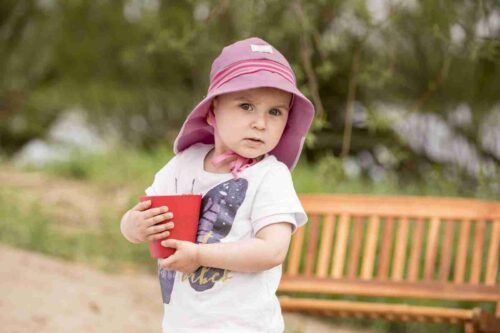 Pălărie Pickapooh din bumbac organic, protectie UV 40, rose