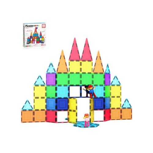 Set PicassoTiles - 63 piese magnetice de construcție,cărămizi, figurine