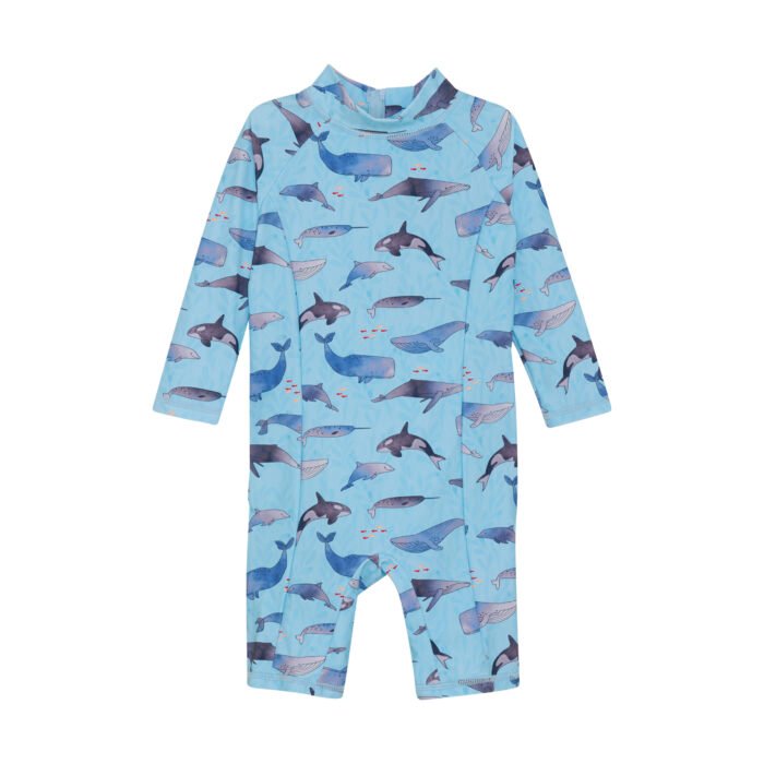 Costum de baie cu protectie UPF 50+, Whales - imagine 1
