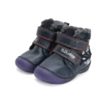 Ghete DD Step copii bleumarin, cu imprimeu fosforescent căptușite pentru iarnă