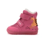 Ghete DD Step pentru copii, roz, cu girafa fosforescența și talpă flexibilă