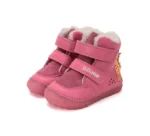 Ghete copii DD Step roz din piele naturală, îmblănite pentru iarnă