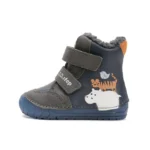 Ghete pentru baieti DD Step maro din piele naturală, îmblănite pentru iarnă