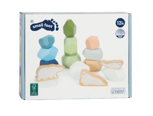 Pietre de echilibru din lemn Arctic Small Foot 12440 – set Montessori 15 piese cu animale polare