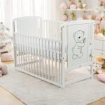 Patut din lemn reglabil cu 3 nivele, 120x60cm+saltea 8cm - imagine 5