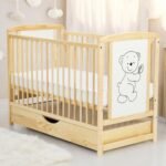 Patut din lemn cu sertar, reglabil cu 3 nivele, 120x60cm+saltea 8cm - imagine 2