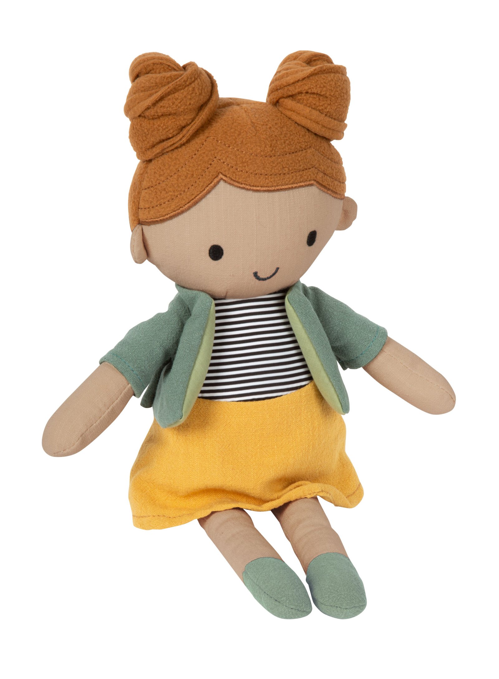 12779_01-stoffpuppe-maya-small-foot-sitzend-tshirt-gestreift Păpușă textilă Maya, Small Foot - imagine 1